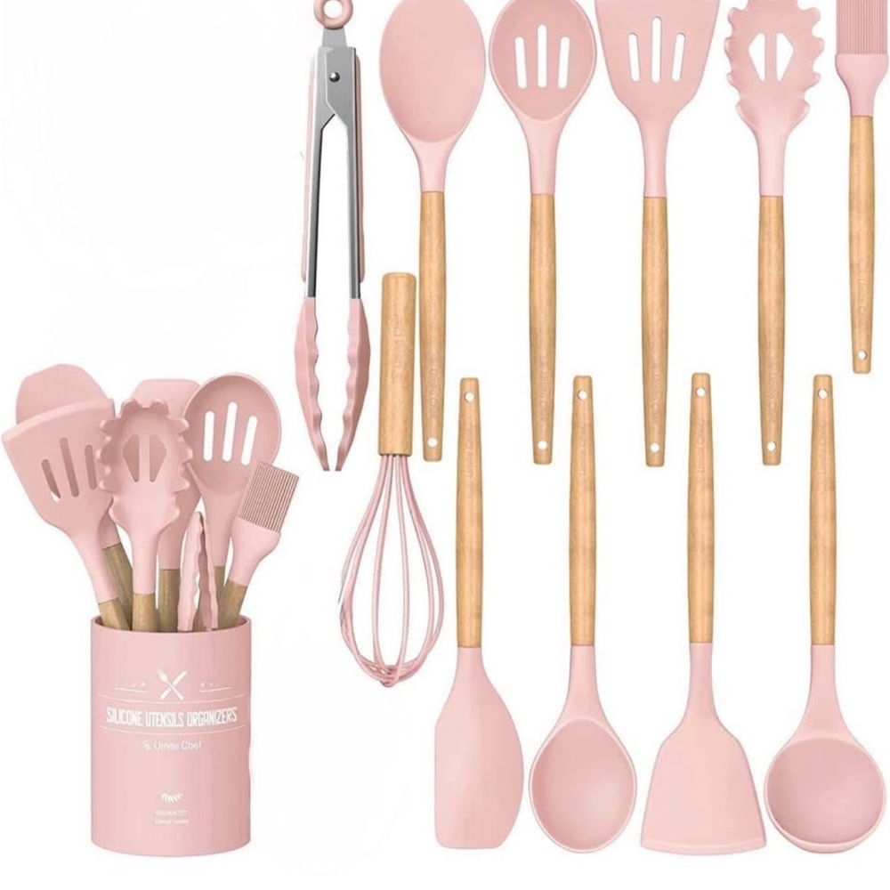 Pink Silicone Kitchen Utensils